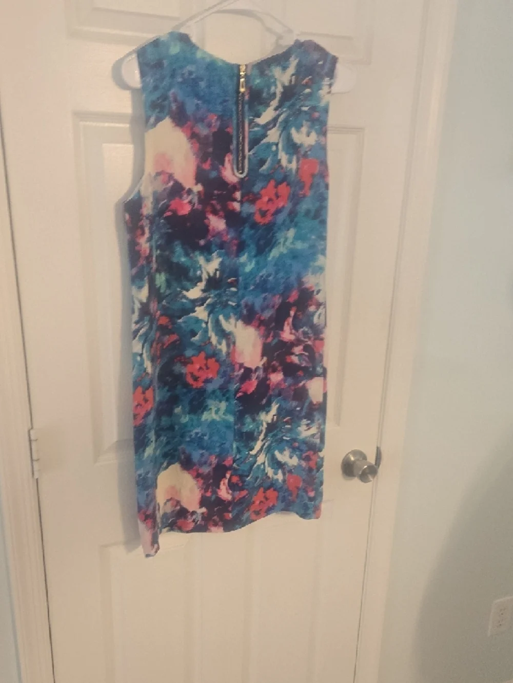 Cynthia Rowley Blue Teal Watercolor Silk Dress - Picture 8 of 8